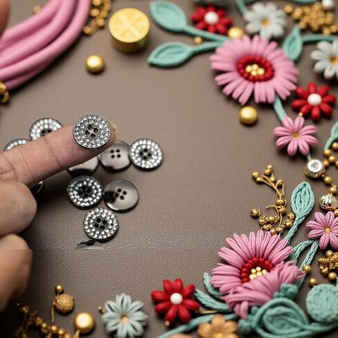 12-Pack Round 4-Hole Full Rhinestone Buttons Shiny Back, Crystal-Front Design for Clothing & Crafts Button for Coat Dress (Gunmetal, 15mm(24L)) in Saudi Arabia