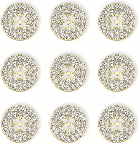 12-Pack Round 4-Hole Full Rhinestone Buttons Shiny Back, Crystal-Front Design for Clothing & Crafts Button for Coat Dress (Gunmetal, 15mm(24L)) in Saudi Arabia