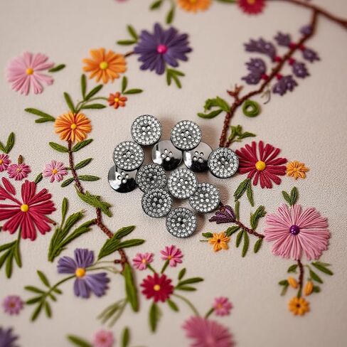 12-Pack Round 4-Hole Full Rhinestone Buttons Shiny Back, Crystal-Front Design for Clothing & Crafts Button for Coat Dress (Gunmetal, 15mm(24L)) in Saudi Arabia