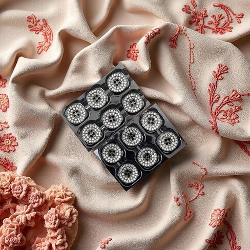 12-Pack Round 4-Hole Full Rhinestone Buttons Shiny Back, Crystal-Front Design for Clothing & Crafts Button for Coat Dress (Gunmetal, 15mm(24L)) in Saudi Arabia