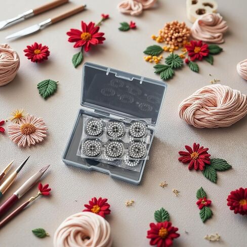 12-Pack Round 4-Hole Full Rhinestone Buttons Shiny Back, Crystal-Front Design for Clothing & Crafts Button for Coat Dress (Gunmetal, 15mm(24L)) in Saudi Arabia