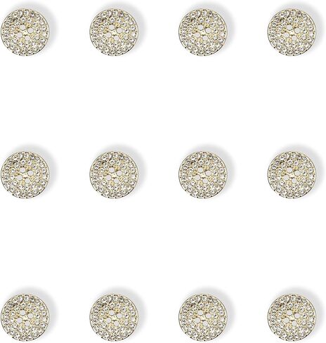 12-Pack Round 4-Hole Full Rhinestone Buttons Shiny Back, Crystal-Front Design for Clothing & Crafts Button for Coat Dress (Gunmetal, 15mm(24L)) in Saudi Arabia