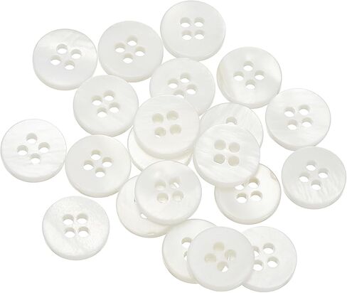 uxcell 21Pcs Natural Shell Button, 4 Hole 25mm Round Mother of Pearl Buttons for Shirt Coats Suits Jacket Jeans Skirts DIY Sewing Crafts, White in Kuwait