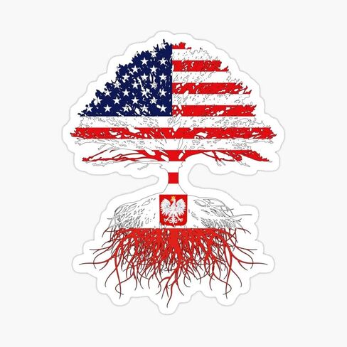 Polish Roots American Grown Polish Art Design for Men Women Kids Youth Family Sticker | Vinyl | Decal for Laptop, Bumper, Window, Water Bottle .5" (DESIGN08) in Kuwait