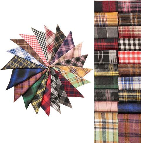 Phantomon 40 Pcs 10-Inch Precut Fabric Squares Layer Cake, 100% Cotton Quilting Fabric Bundles for Sewing, Patchwork & DIY Crafts 10" x 10" Vintage Style (Assorted Plaid) in Kuwait