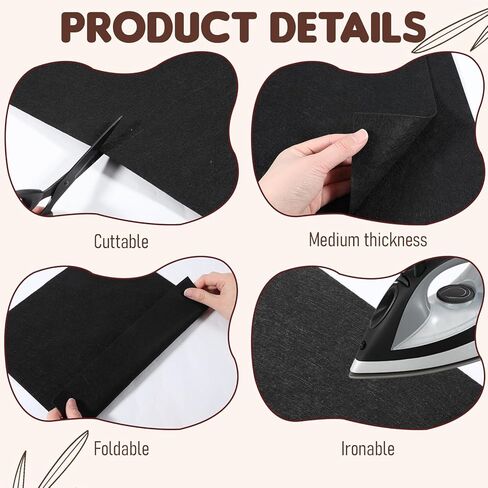 Black Felt Fabric, 2 PCS 12" X 12" Felt Fabric Sheets for Crafts 1mm Thick Squares Craft Felts Fabric-Sheets Non-Woven Felts Paper Pads for Patchwork DIY Sewing Art Crafts, in Kuwait