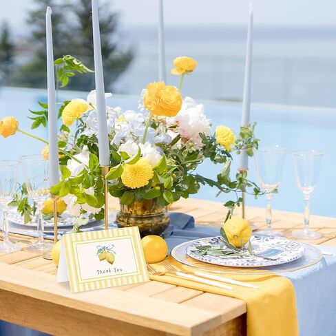 JarThenaAMCS 24 Pack Lemon Thank You Cards Yellow Stripe Lemon Bow Greeting Cards with Envelopes Stickers Blank Note Card for Summer Wedding Bridal Baby Shower Birthday Party, 4 x 6 Inch in Saudi Arabia