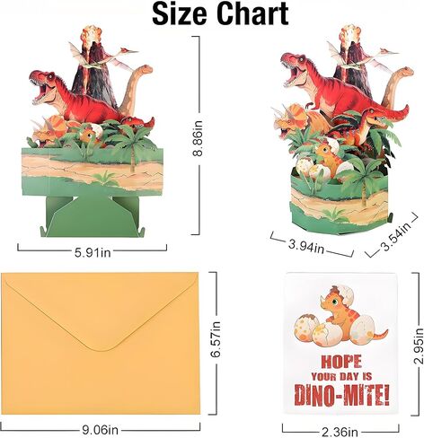 3D Pop Up Greeting Card,Dinosaur Card with Envelope Note Tag, Happy Birthday Card for Kids, Girls, Boys, T-Rex Jungle Scene, Greeting Gifts Cards for Children, Son, Grandson in Saudi Arabia