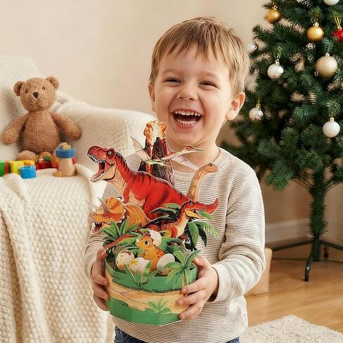 3D Pop Up Greeting Card,Dinosaur Card with Envelope Note Tag, Happy Birthday Card for Kids, Girls, Boys, T-Rex Jungle Scene, Greeting Gifts Cards for Children, Son, Grandson in Saudi Arabia