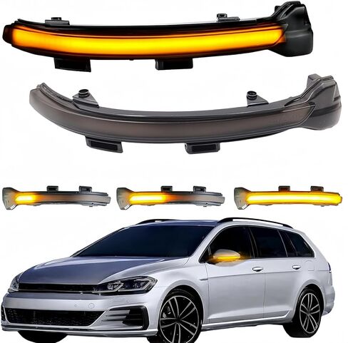 ضوء إشارة الانعطاف الجانبي LED المتسلسل متوافق مع VW Golf 7 R GTD GTI MK7.5 Jetta MK7 GLI TSI Alltrack Golf7 S SE Autobahn Blinker Lamp Indicator Rearview Flasher Marker Signal in Kuwait
