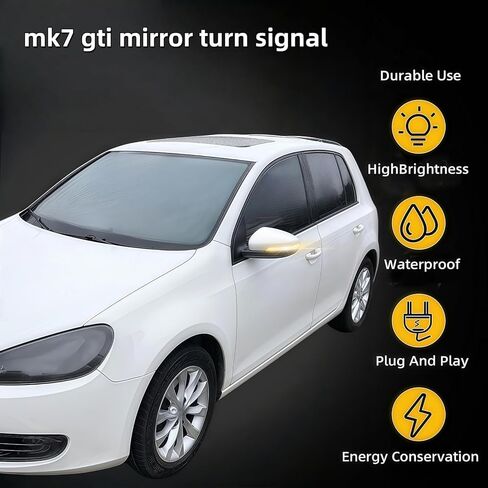 ضوء إشارة الانعطاف الجانبي LED المتسلسل متوافق مع VW Golf 7 R GTD GTI MK7.5 Jetta MK7 GLI TSI Alltrack Golf7 S SE Autobahn Blinker Lamp Indicator Rearview Flasher Marker Signal in Kuwait