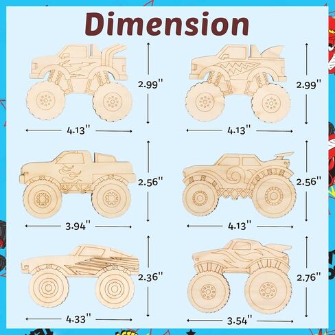 هدايا حفلات Monster Truck للأطفال - 12 عبوة من مجموعات أدوات الرسم اليدوية لشاحنة Monster Truck المعبأة مسبقًا، وحشو حقائب هدايا عيد الميلاد، ومستلزمات حفلات الشاحنات، والهدايا والجوائز للأولاد والبنات من سن 4 إلى 8 سنوات in Kuwait