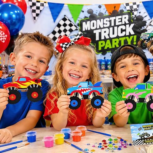 هدايا حفلات Monster Truck للأطفال - 12 عبوة من مجموعات أدوات الرسم اليدوية لشاحنة Monster Truck المعبأة مسبقًا، وحشو حقائب هدايا عيد الميلاد، ومستلزمات حفلات الشاحنات، والهدايا والجوائز للأولاد والبنات من سن 4 إلى 8 سنوات in Kuwait