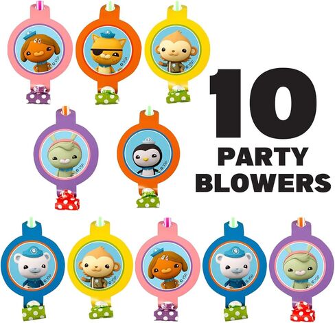 Mighty Mojo Octonauts Blowout Bash: Pack of 10 Character Blowers - Ideal for Kids' Parties, Birthdays, and Ocean Adventures - Vibrant and Fun Party Favors in Kuwait