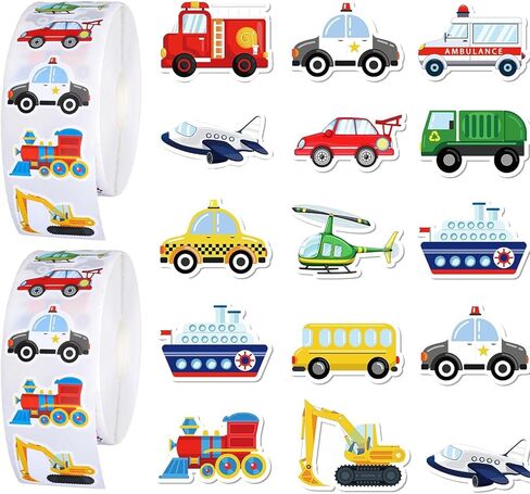 1000PCS Transportation Stickers, Vehicle Stickers, Car Bus Truck Self-Adhesive Sticker, Toddler Party Favors School Reward Water Bottle Scrapbook Craft in Kuwait