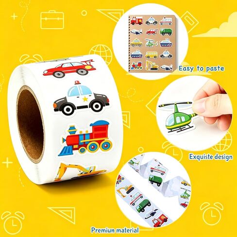 1000PCS Transportation Stickers, Vehicle Stickers, Car Bus Truck Self-Adhesive Sticker, Toddler Party Favors School Reward Water Bottle Scrapbook Craft in Kuwait