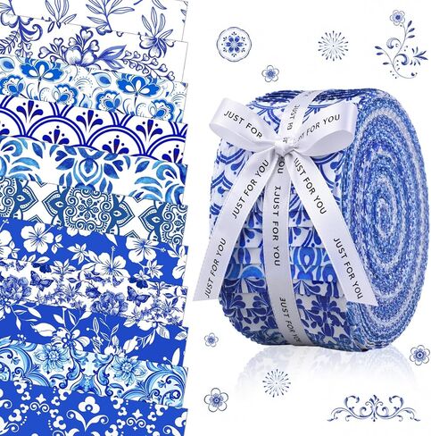 Ganeen 60 Pcs Cotton Jelly Valentine's Day Fabric Roll Heart Fabric Strips Valentine's Day Quilting Roll for Quilting Cloth Patchwork Sewing DIY Craft, 12 Styles in Kuwait