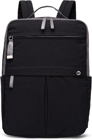 Nylon Backpack Purse for Women & Men, Lightweight 15.6 Inch Laptop Backpack Casual Daypack for Work Travel Black in Saudi Arabia