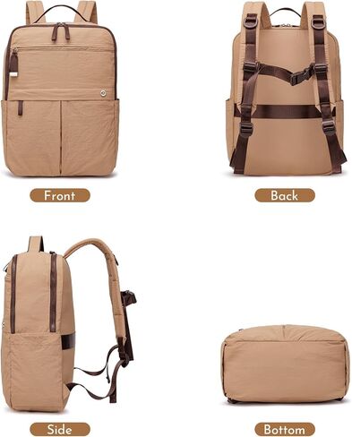 Nylon Backpack Purse for Women & Men, Lightweight 15.6 Inch Laptop Backpack Casual Daypack for Work Travel Black in Saudi Arabia
