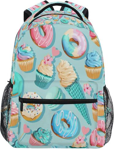 Blueangle Cupcakes Donuts Pattern Print Computer Backpack - Lightweight School Bag for Boys Girls Tenns in Saudi Arabia