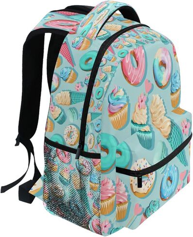 Blueangle Cupcakes Donuts Pattern Print Computer Backpack - Lightweight School Bag for Boys Girls Tenns in Saudi Arabia