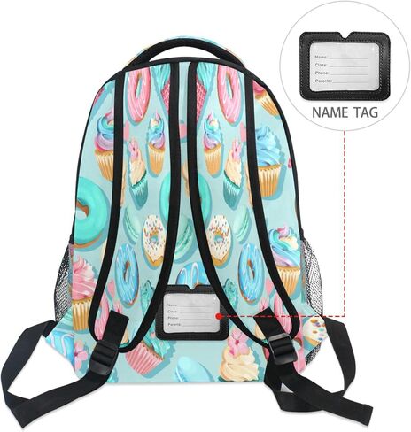 Blueangle Cupcakes Donuts Pattern Print Computer Backpack - Lightweight School Bag for Boys Girls Tenns in Saudi Arabia
