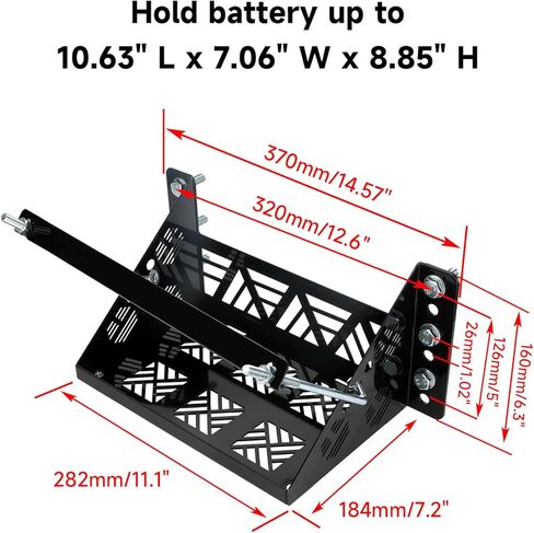 Universal Battery Mounting Tray, Battery Holder Bracket Compatible with RV Trailer Car Boat Truck, Heavy Duty Battery Box Mount Hold Down Bracket Relocation Kit for Group 24 Battery Box in Saudi Arabia