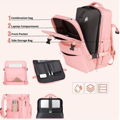 Lunapack Backpack, Vacuum Back Pack Travel, Large Capacity Travel Back Pack, Expandable Backpacks with Electric Pump,Pink in Saudi Arabia