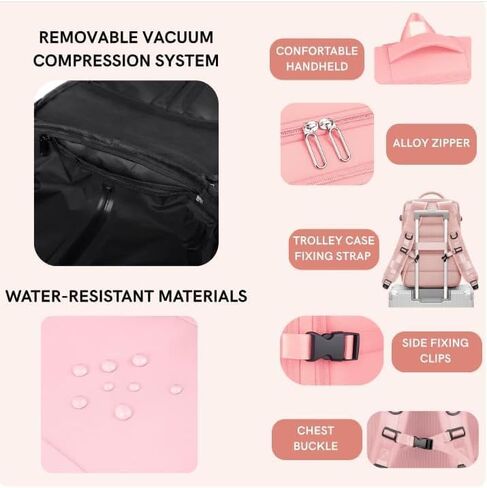 Lunapack Backpack, Vacuum Back Pack Travel, Large Capacity Travel Back Pack, Expandable Backpacks with Electric Pump,Pink in Saudi Arabia
