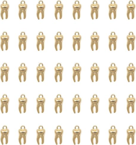 30 Pcs Teeth Charms 1.5 x 0.7 x 0.5 cm Metal Cute Small Tooth Pendants for Women DIY Jewelry Making Supplies Necklace Bracelets Findings Kit Bulk Decoration in Kuwait
