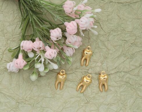 30 Pcs Teeth Charms 1.5 x 0.7 x 0.5 cm Metal Cute Small Tooth Pendants for Women DIY Jewelry Making Supplies Necklace Bracelets Findings Kit Bulk Decoration in Kuwait