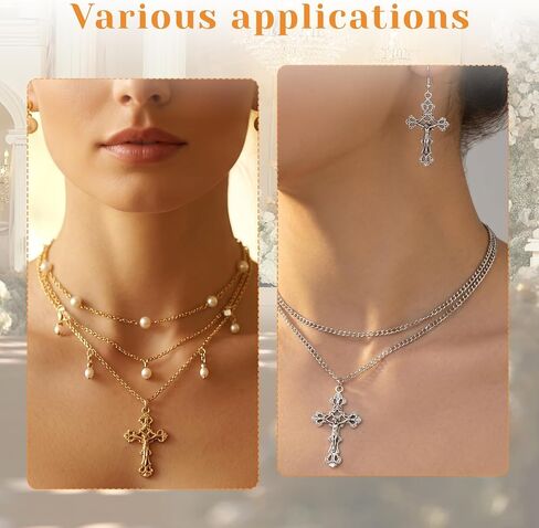 180 Pcs Rosary Making Supplies Rosary Cross Charms and Center Miraculous Medal Metal Charms for Jewelry Making Our Lady Vintage Cross Crucifix Pendants Connector Charm for Bracelet Necklace DIY Crafts in Kuwait