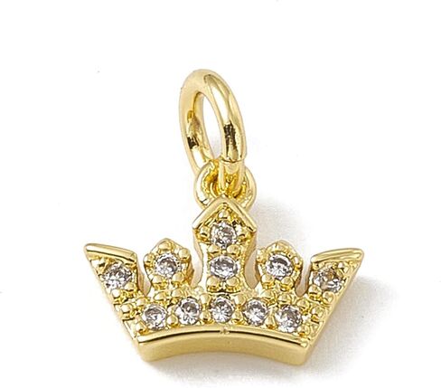 KitBeads 10pcs Vintage Queen & King 18K Gold Mini Princess Crown Charms with Micro Pave CZ for Jewelry Making in Saudi Arabia