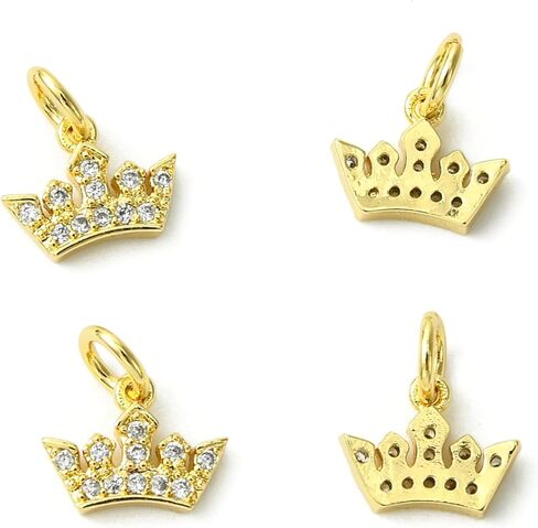 KitBeads 10pcs Vintage Queen & King 18K Gold Mini Princess Crown Charms with Micro Pave CZ for Jewelry Making in Saudi Arabia