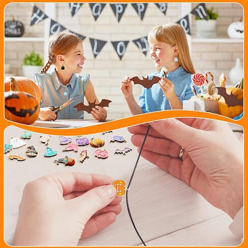 52 Pieces Halloween Beads Gold Earring Charms DIY Bat Cat Pumpkin Alloy Jewelry Making for Necklace Bracelet Keychain in Kuwait