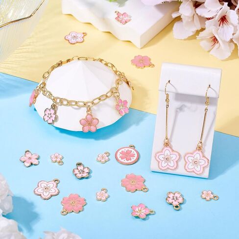 100pcs Alloy Enamel Flower Charms 5-Petal Flower Pendant Spring Floral Enamel Dangle Charms For DIY Necklace Bracelet Earrings Jewelry Making Keychain Craft Supplies Home Decoration in Kuwait