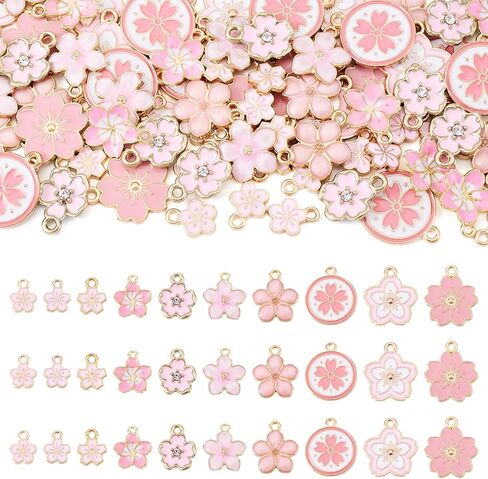 100pcs Alloy Enamel Flower Charms 5-Petal Flower Pendant Spring Floral Enamel Dangle Charms For DIY Necklace Bracelet Earrings Jewelry Making Keychain Craft Supplies Home Decoration in Kuwait