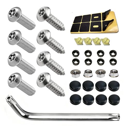 8 Sets Anti-Theft License Plate Screws – 304 Stainless Steel Rustproof Bolts with Black Caps & M6 (1/4") Installation Tool – Front & Rear Mounting Hardware Kit for Cars, Trucks, SUVs, Motorcycles in Kuwait