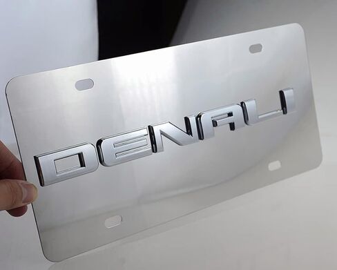 1Pc Denali 3D Nameplate Emblem Mirror Stainless Steel License Plate Frame (Chrome) in Saudi Arabia