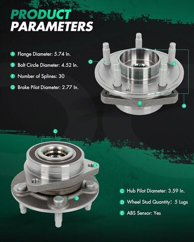 SCITOO Wheel Bearing and Hub Replaces 513398 Front or Rear fit for Chevrolet for Malibu 2016-2021, for Buick Regal TourX 2018-2020, for LaCrosse 2017-2019 Hub Bearing Assembly 5 Lugs W/ABS [2pc] in Kuwait