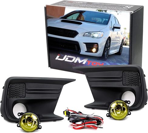 iJDMTOY Complete Set Yellow Lens Fog Light Kit with Foglamp Bezel Covers, Wiring Harness On-Off Switch Compatible with 2018-2020 Subaru WRX or STI in Kuwait