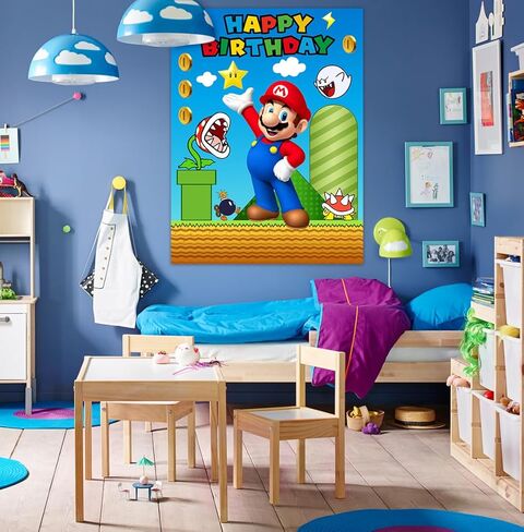 Mario Birthday Party Supplies, Party Games for Boys Girls Fans, Large Poster 24PCS Stickers for Mario Birthday Party Decorations in Saudi Arabia