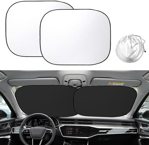 OKWL 2PC Car Windshield Sun Shade, Foldable Front Window Sunshade for Car SUV Truck in Saudi Arabia