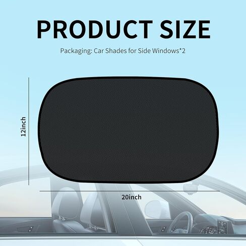 2PCS 20"×12" Car Window Shades for Baby,2026 New Static Cling Car Shades for Side Windows Blocks Sunlight,Heat,Glare,Portable Automotive Side Window Sun Shade for Cars,SUVs in Kuwait