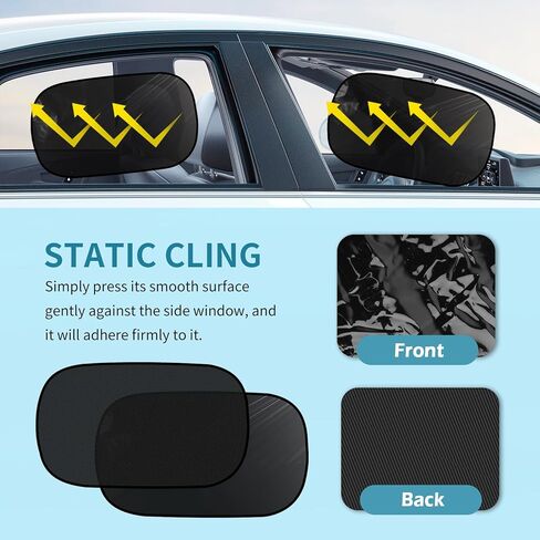 2PCS 20"×12" Car Window Shades for Baby,2026 New Static Cling Car Shades for Side Windows Blocks Sunlight,Heat,Glare,Portable Automotive Side Window Sun Shade for Cars,SUVs in Kuwait