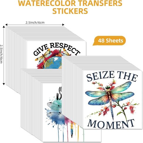 48 Sheets Rub on Transfers for Crafts and Furniture Rub on Transfer Stickers Decals for Wood,2.5 * 2.5inch (Dragonfly Sayings) in Saudi Arabia