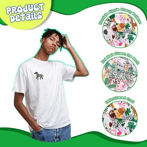 26pcs Jungle Animal Iron on Patches for Kids, Cute Safari Embroidered Appliques with Elephant, Lion, Giraffe, Zebra, Crocodile, Trees, for Clothes, Backpacks, Jackets, DIY Crafts in Kuwait