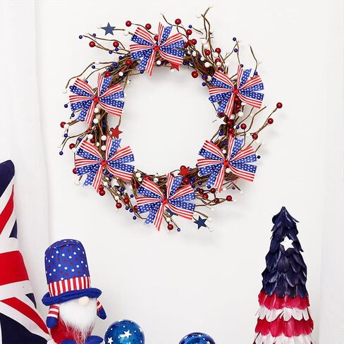 12Pcs Red White and Blue Patriotic Bows 4th of July Wreath Decorations 4 Inch Patriotic Ribbon Bow American Flag Star Ribbon Bows for Independence Day Party Gift Wrapping Door Wall Decoration in Saudi Arabia