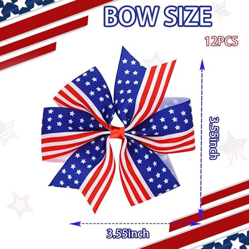 12Pcs Red White and Blue Patriotic Bows 4th of July Wreath Decorations 4 Inch Patriotic Ribbon Bow American Flag Star Ribbon Bows for Independence Day Party Gift Wrapping Door Wall Decoration in Saudi Arabia