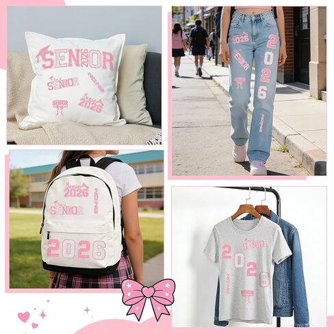 AUGSUN Graduation Iron on Transfers, 2026 Graduation Iron on Decals Senior Class of 2026 Iron on Patches Decal Glitter Heat Transfer Stickers for Fabric Clothing Bag Cap Jeans DIY Crafts in Kuwait